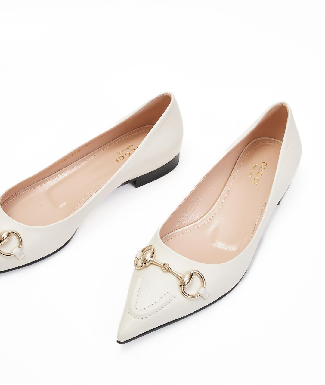 GUCCI Белые кожаные балетки, фото 4