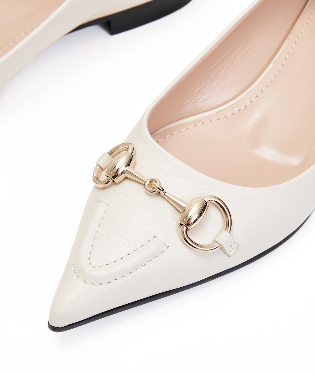 GUCCI Белые кожаные балетки, фото 5