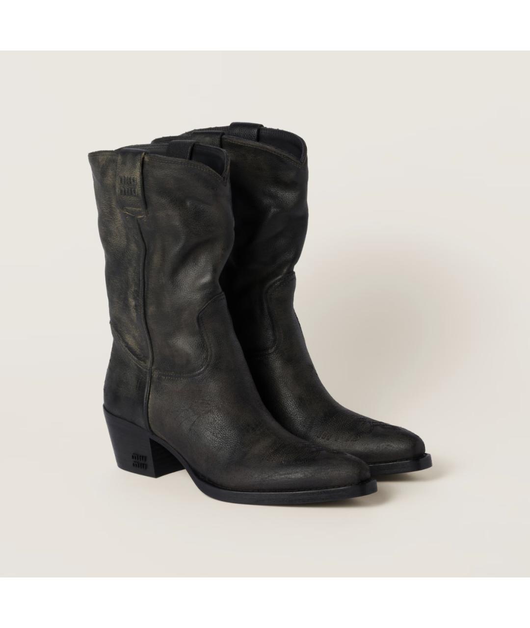 MIU MIU Черные кожаные сапоги, фото 5