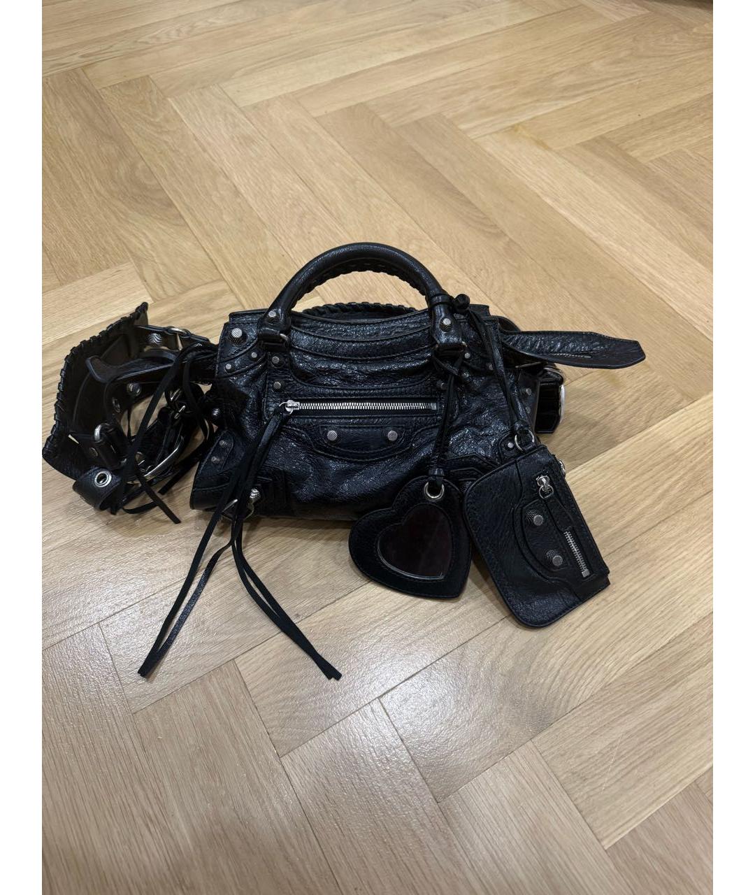 BALENCIAGA Черная кожаная сумка через плечо, фото 5