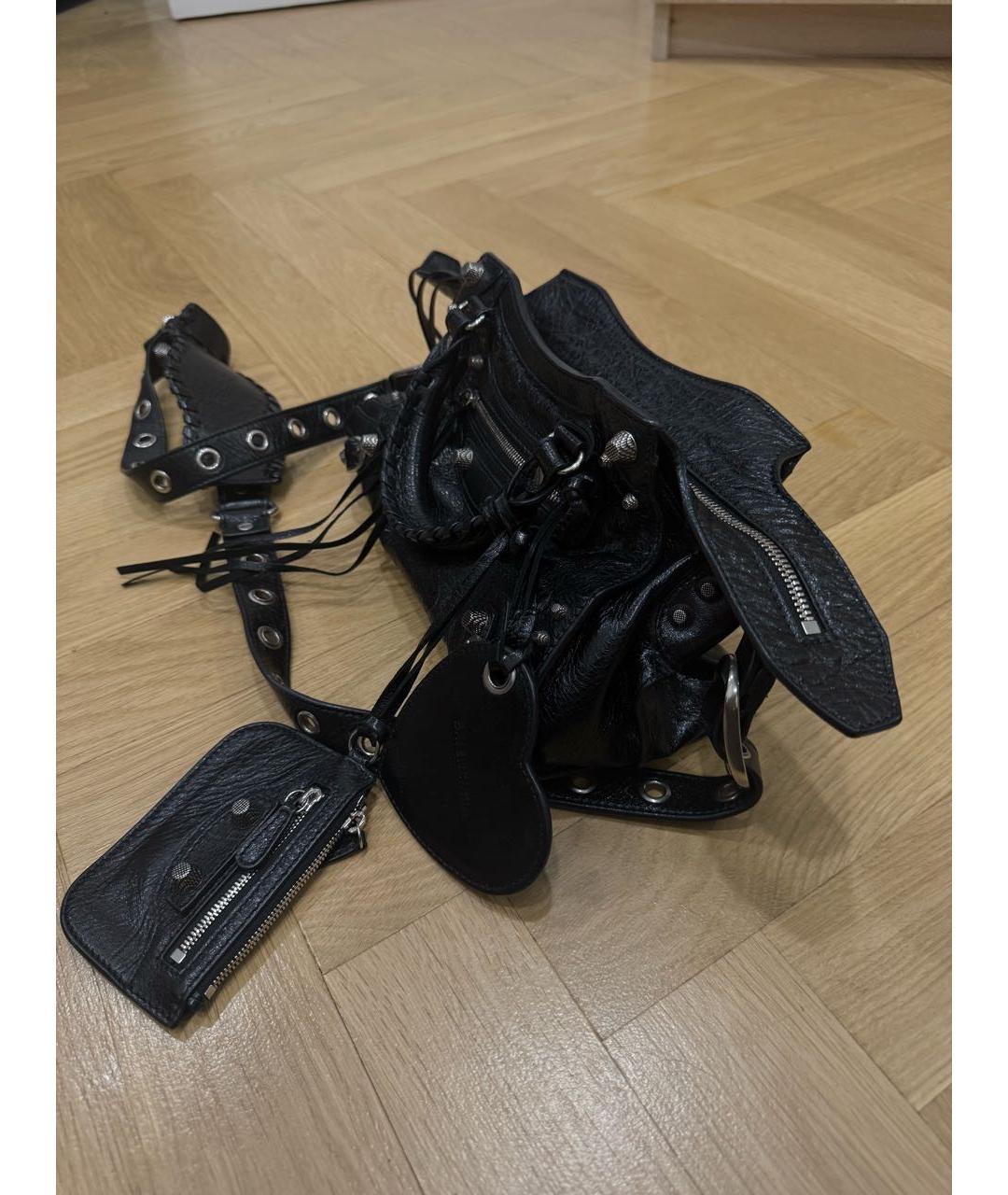 BALENCIAGA Черная кожаная сумка через плечо, фото 2