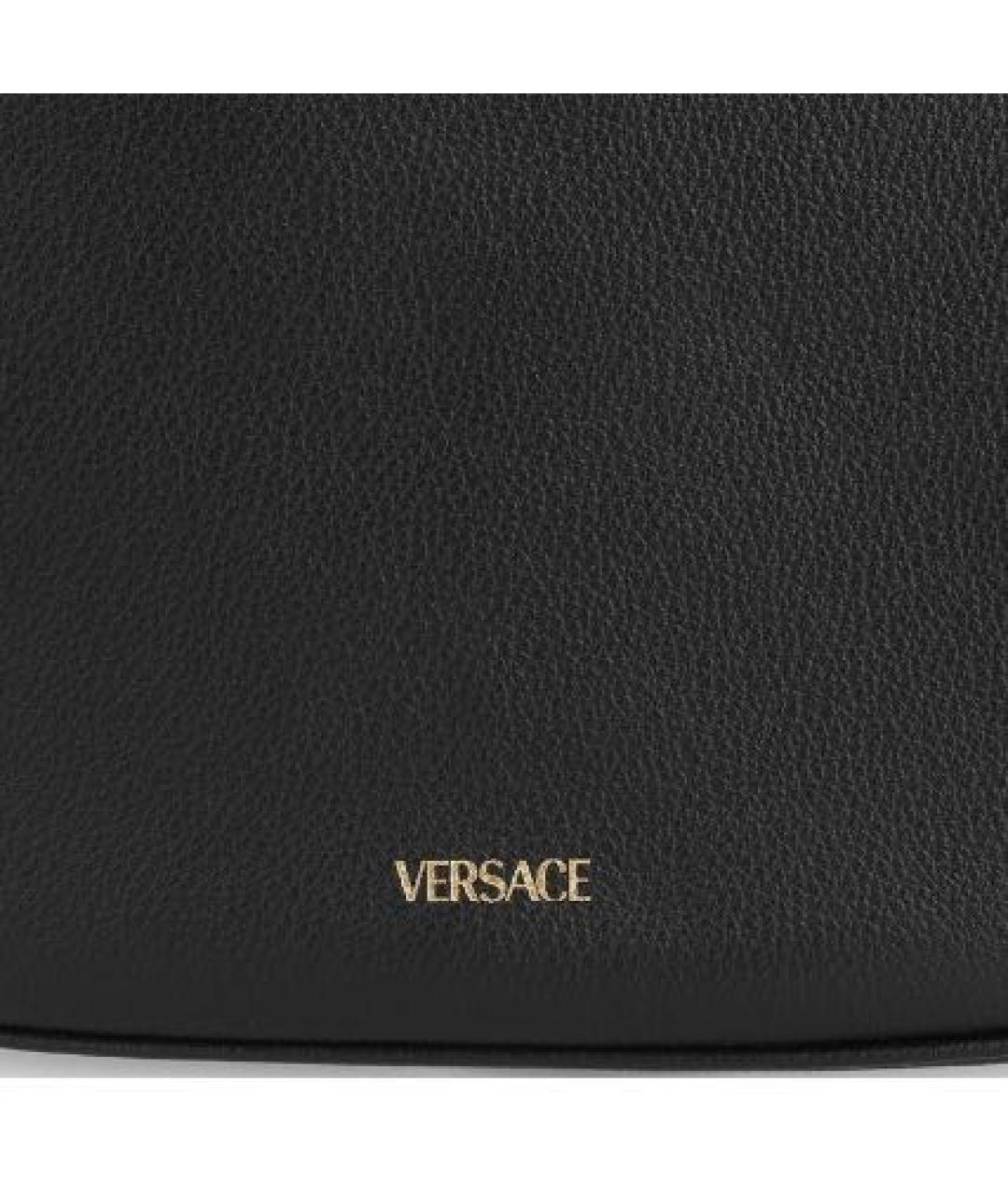 VERSACE Черная кожаная сумка с короткими ручками, фото 2