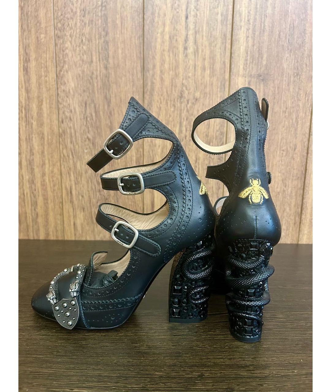 GUCCI Черные кожаные туфли, фото 2