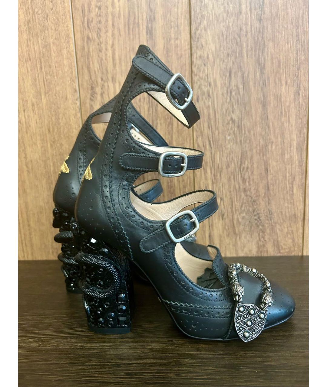 GUCCI Черные кожаные туфли, фото 8