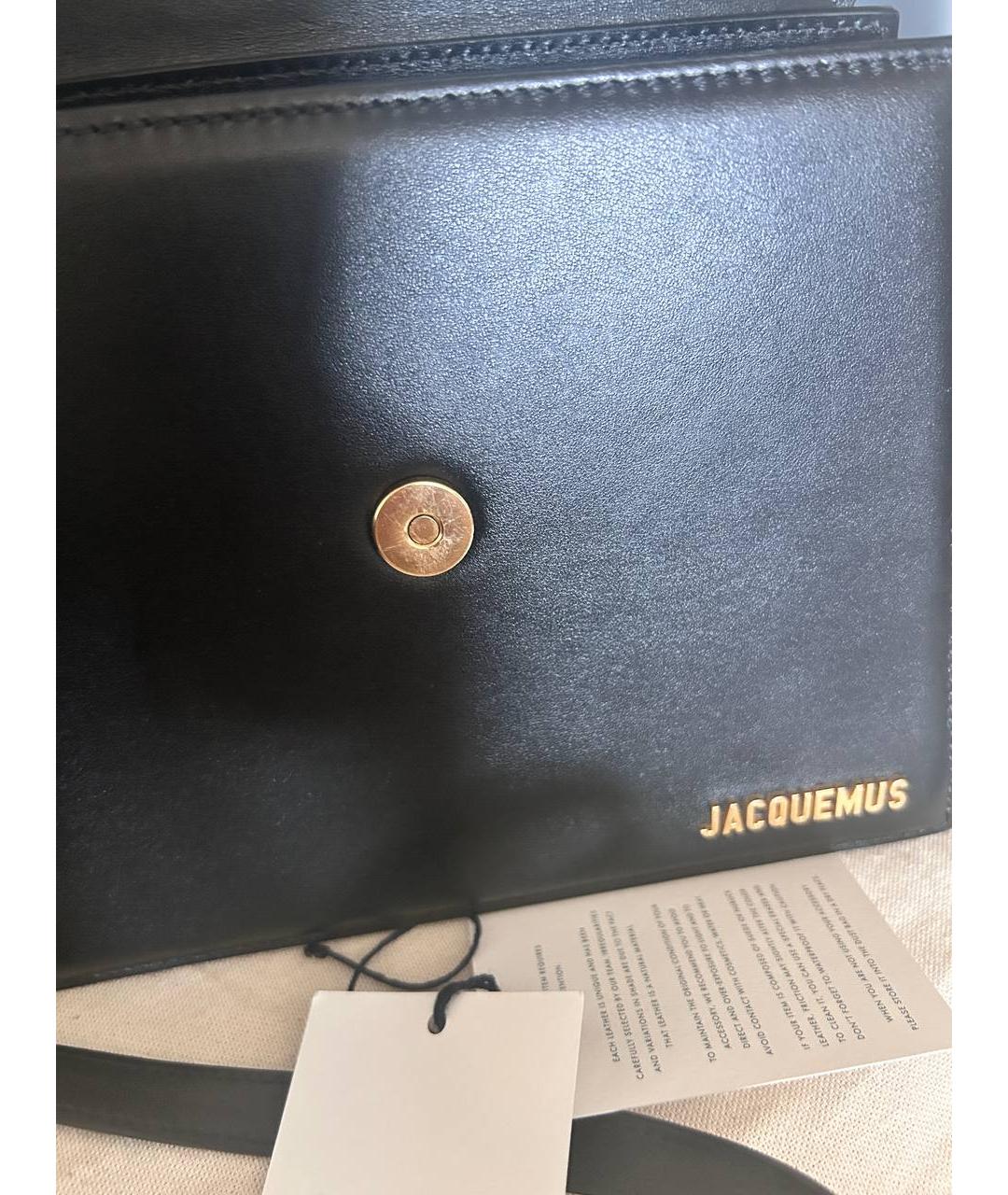 JACQUEMUS Черная кожаная сумка через плечо, фото 3