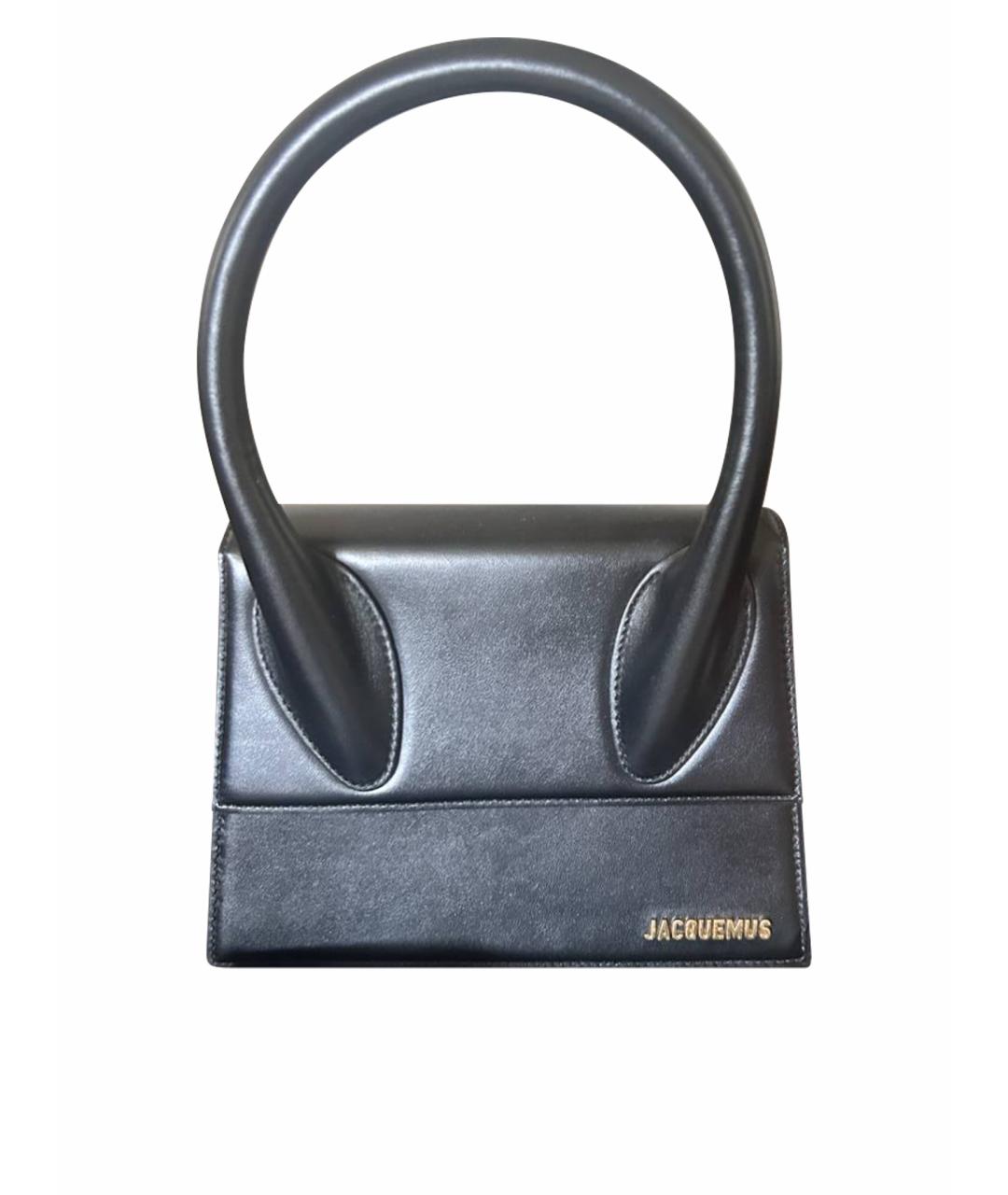 JACQUEMUS Черная кожаная сумка через плечо, фото 1