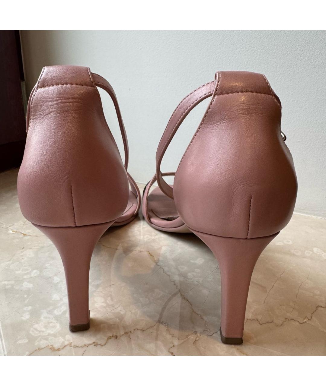HERMES Розовые кожаные босоножки, фото 4