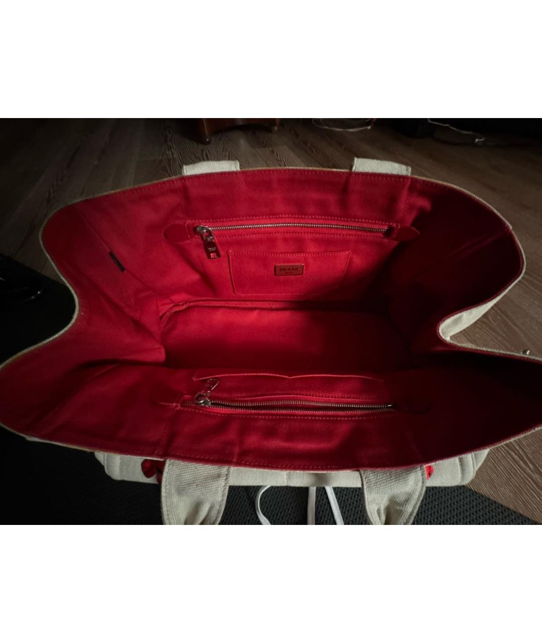 PRADA Бежевая льняная пляжная сумка, фото 3