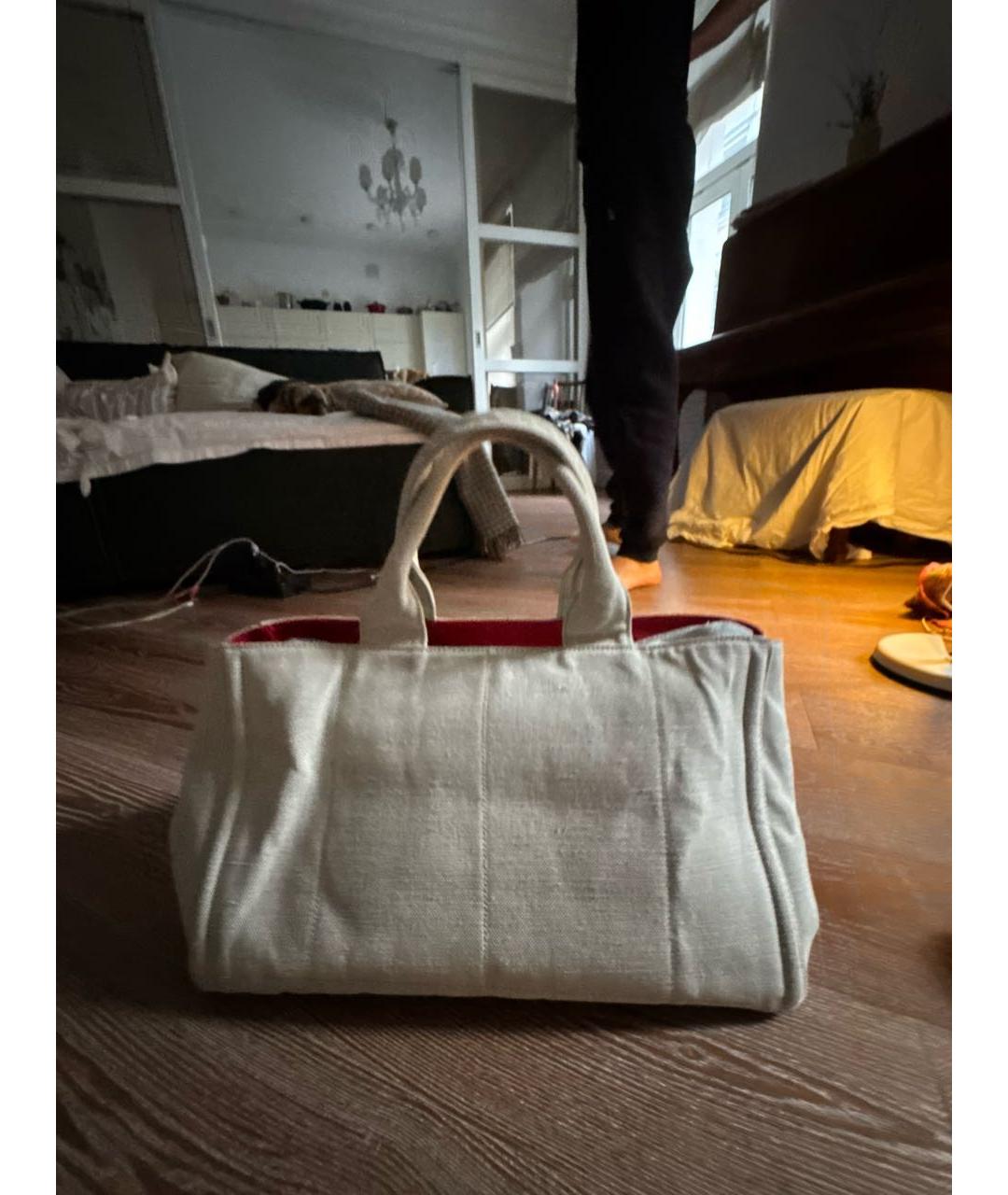 PRADA Бежевая льняная пляжная сумка, фото 2