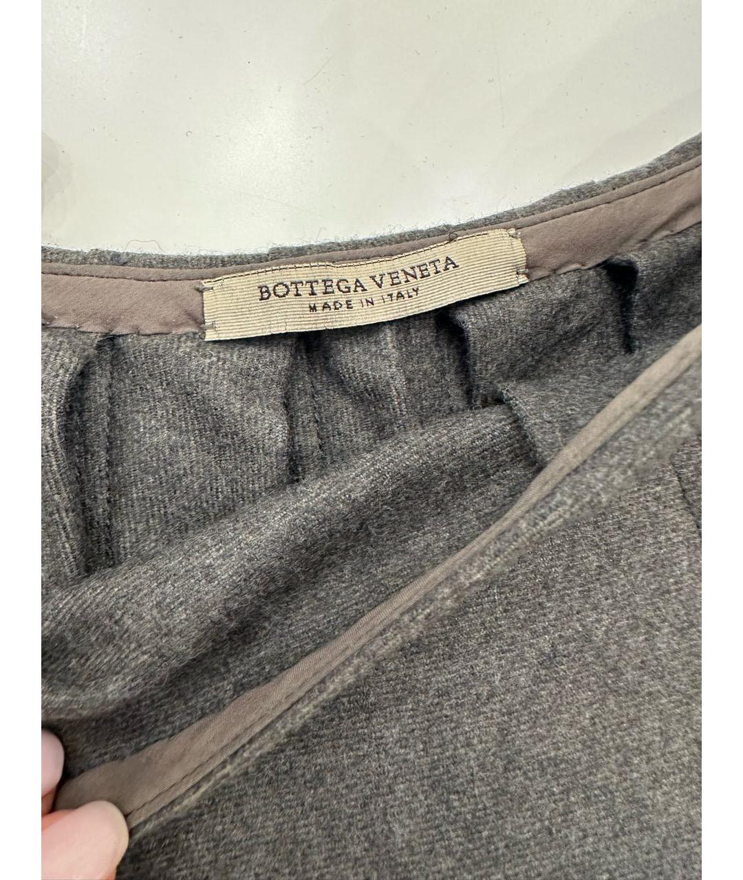 BOTTEGA VENETA Серая шерстяная юбка миди, фото 3