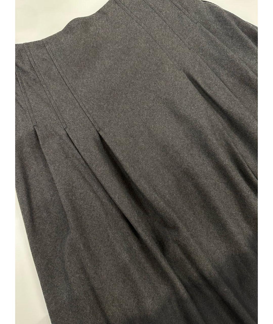 BOTTEGA VENETA Серая шерстяная юбка миди, фото 5