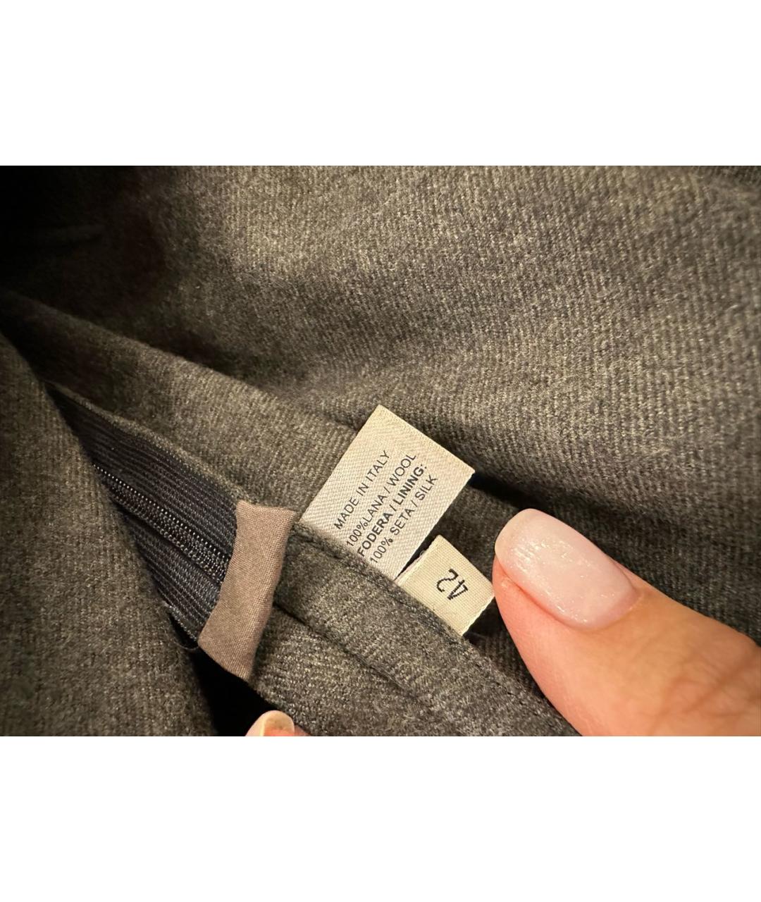 BOTTEGA VENETA Серая шерстяная юбка миди, фото 4