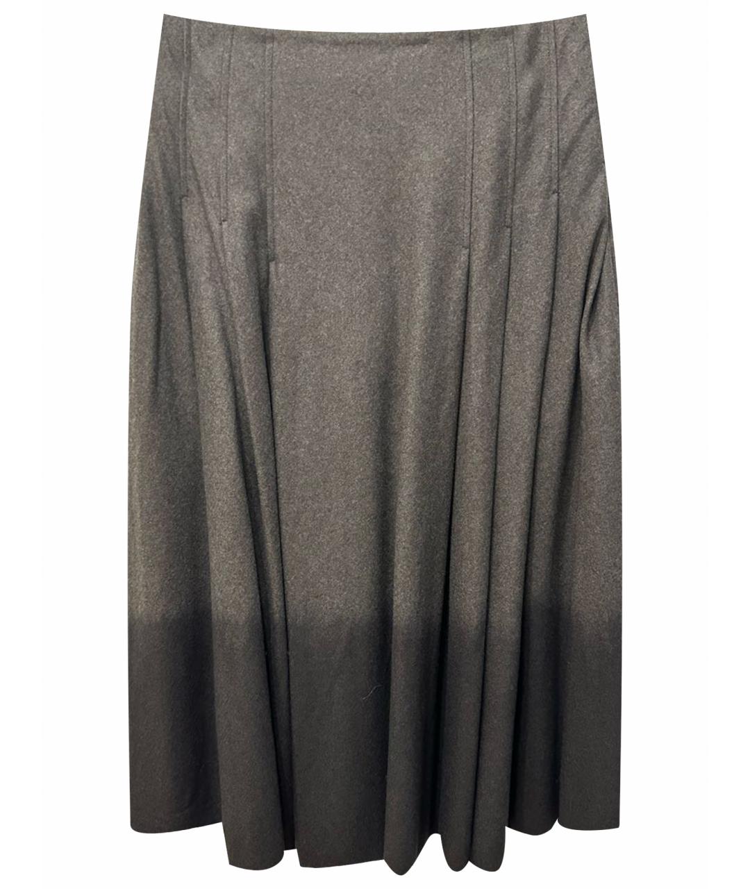 BOTTEGA VENETA Серая шерстяная юбка миди, фото 1