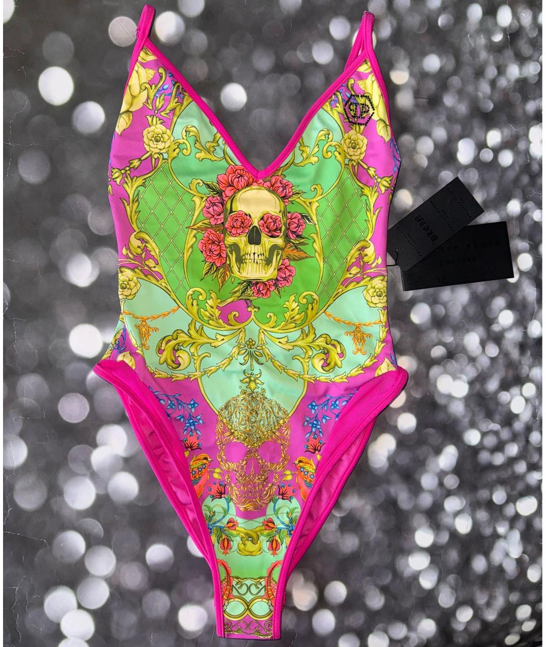 PHILIPP PLEIN Розовый полиэстеровый купальник, фото 5