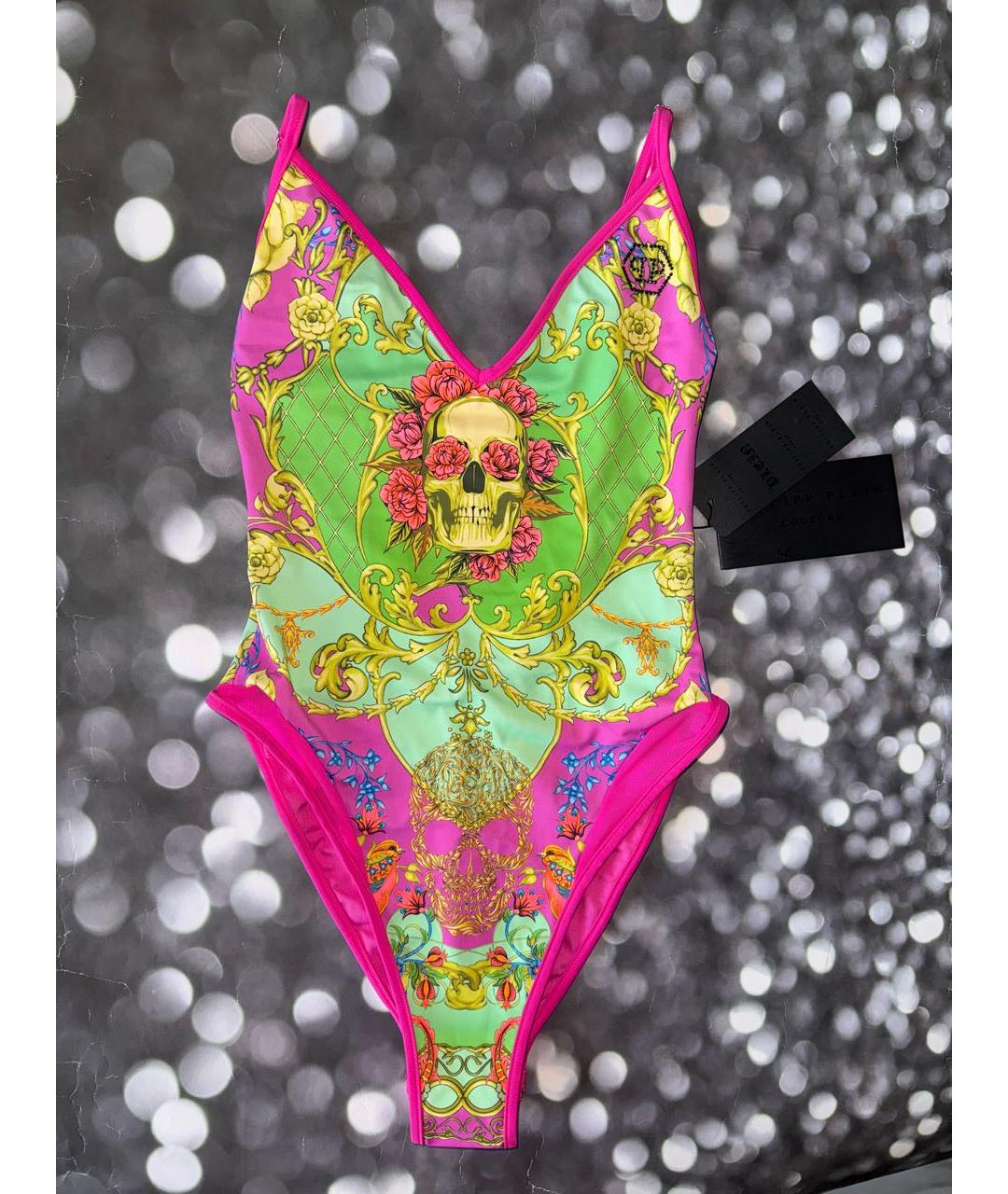 PHILIPP PLEIN Розовый полиэстеровый купальник, фото 9