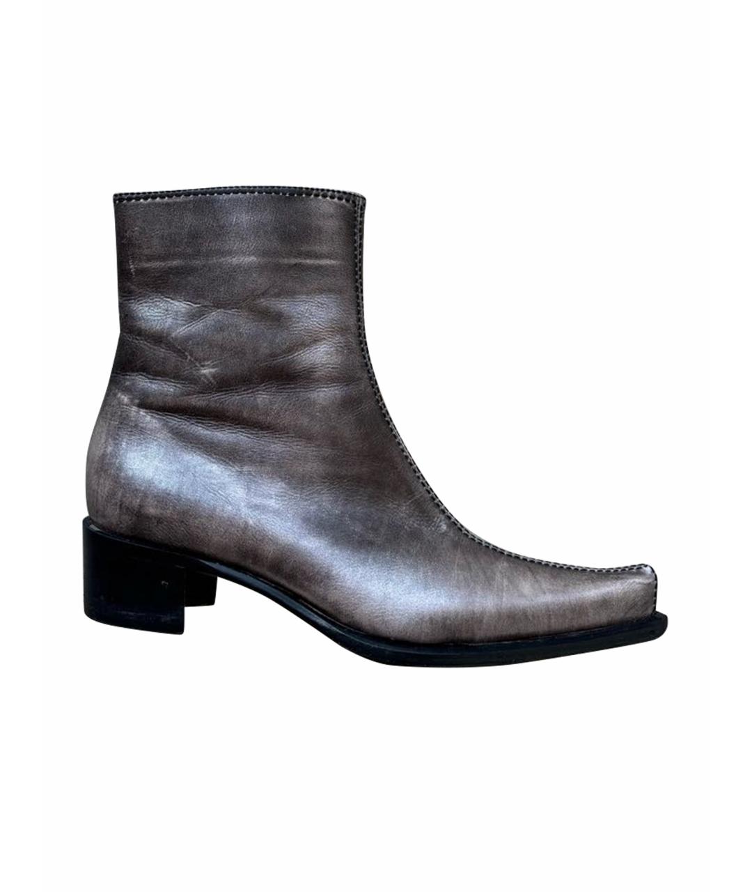 CASADEI Серые кожаные ботинки, фото 1
