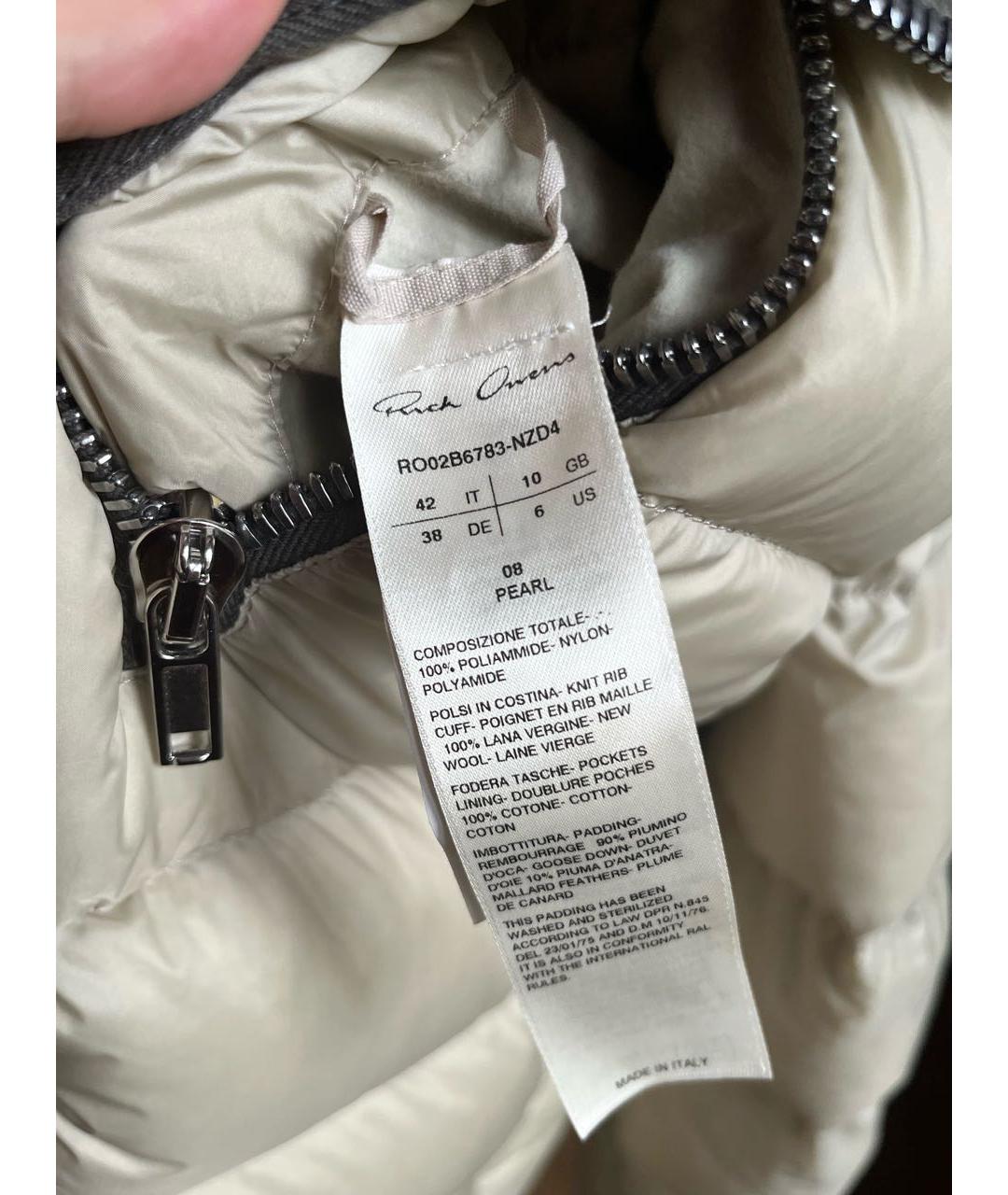 RICK OWENS Бежевый пуховик, фото 4