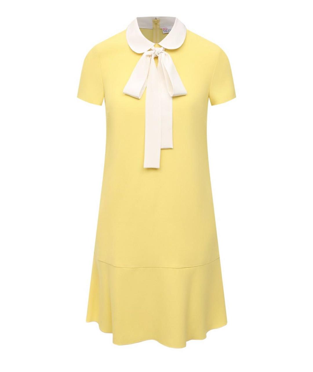 RED VALENTINO Желтое ацетатное повседневное платье, фото 1