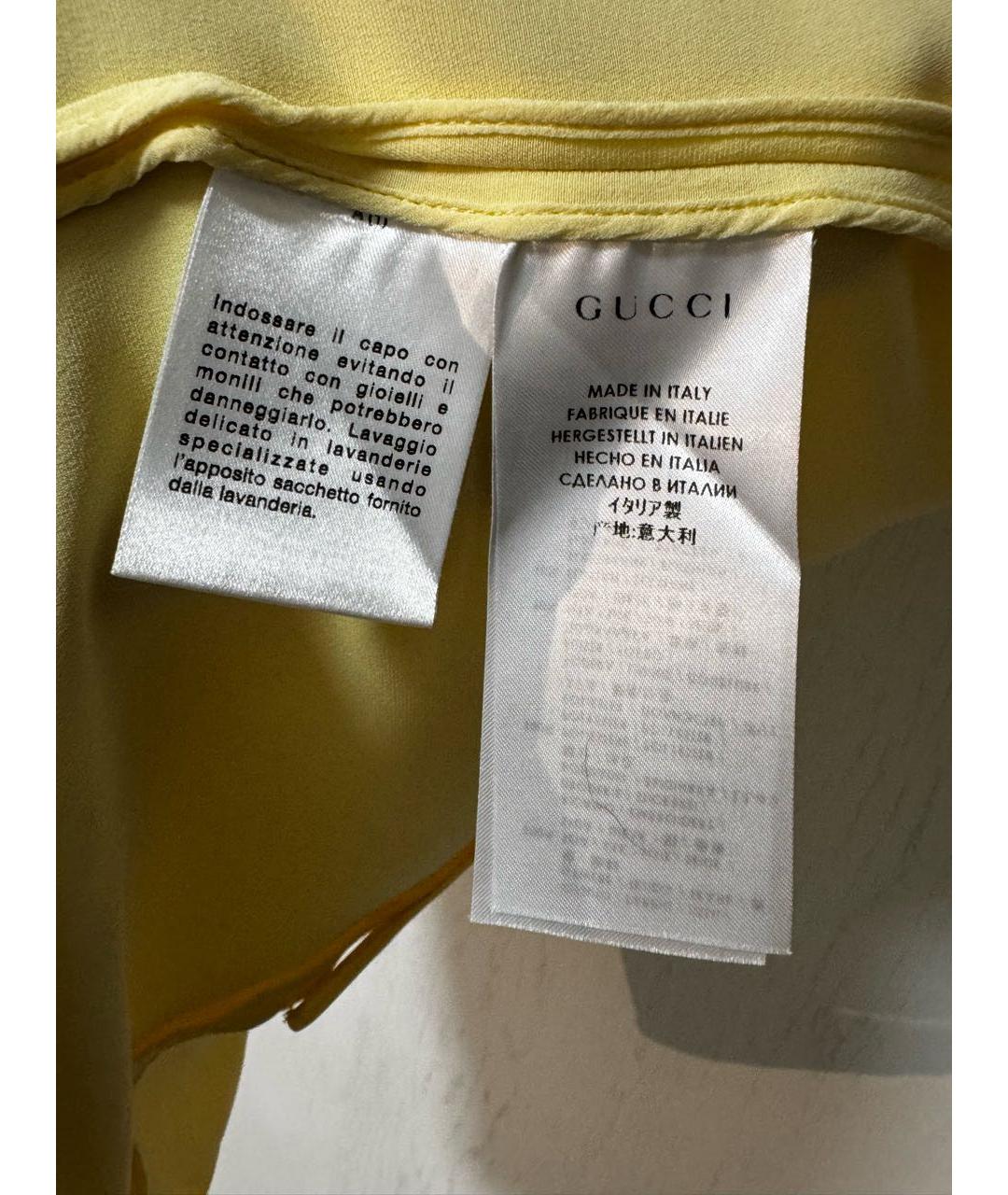 GUCCI Желтая шелковая блузы, фото 5