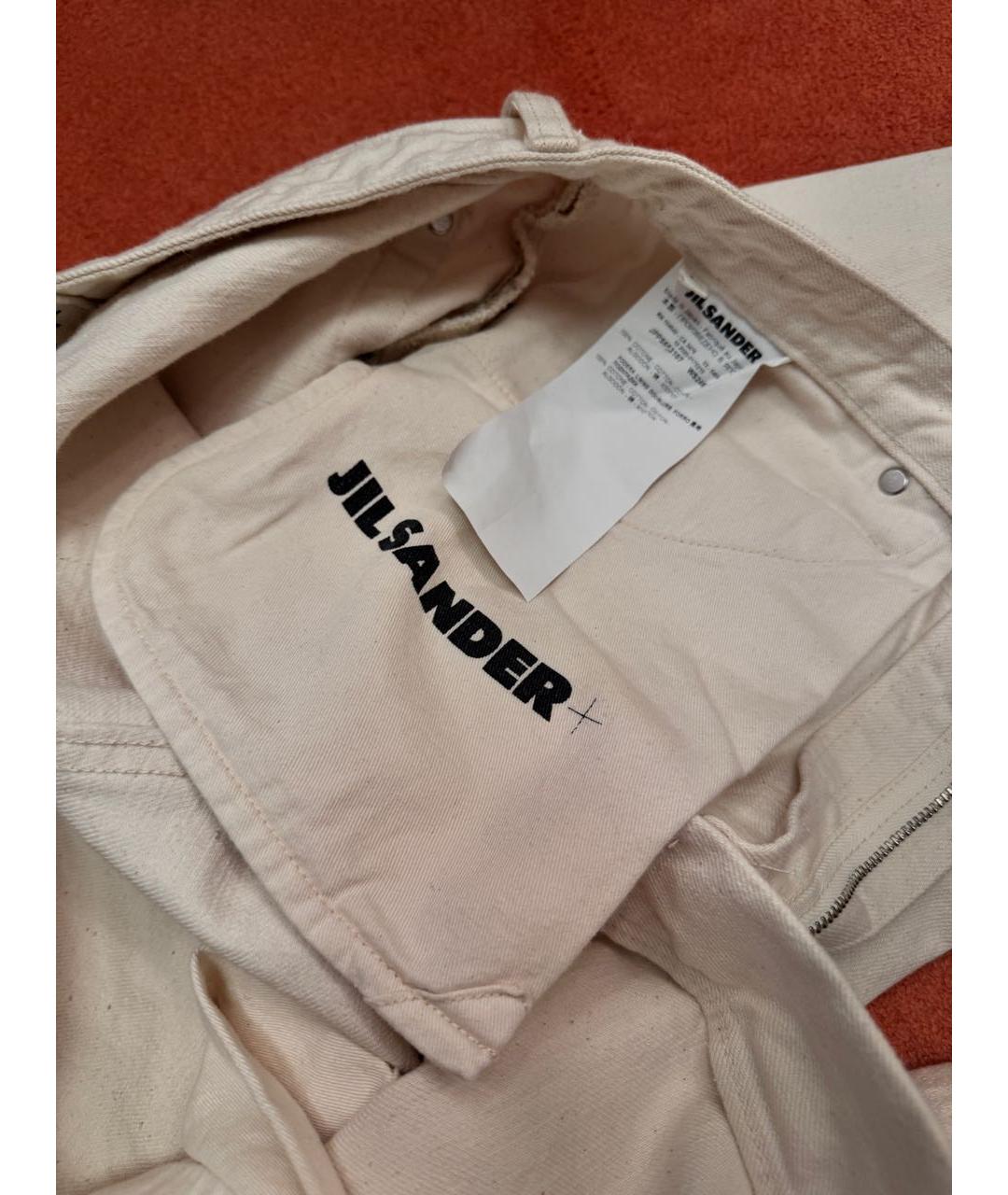 JIL SANDER Бежевые хлопковые прямые джинсы, фото 4