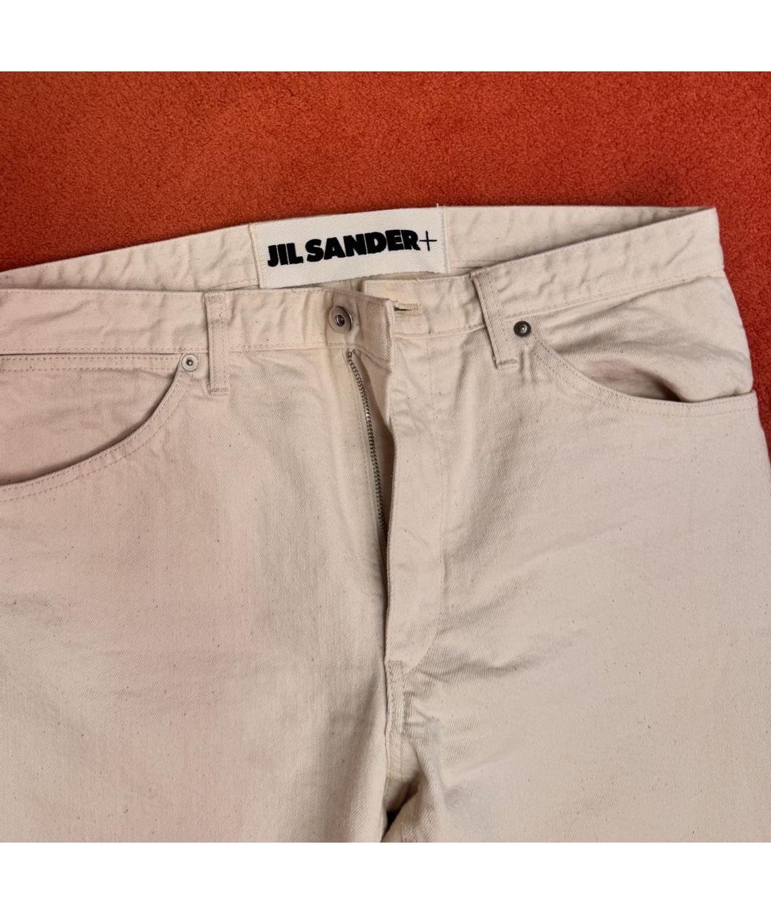 JIL SANDER Бежевые хлопковые прямые джинсы, фото 3
