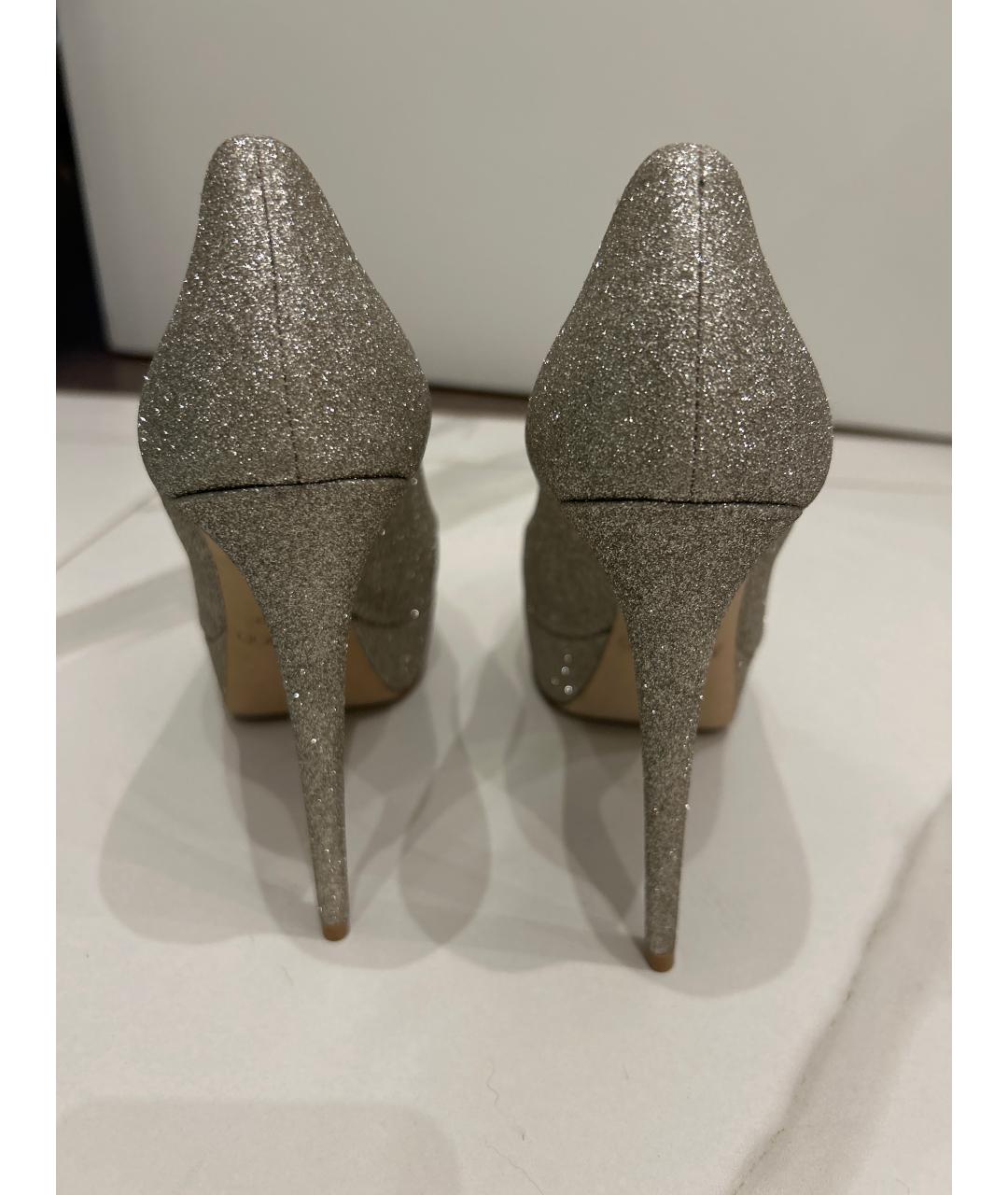 JIMMY CHOO Золотые кожаные свадебные туфли на высоком каблуке, фото 4