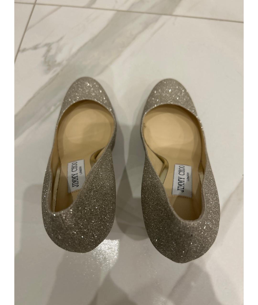 JIMMY CHOO Золотые кожаные свадебные туфли на высоком каблуке, фото 3