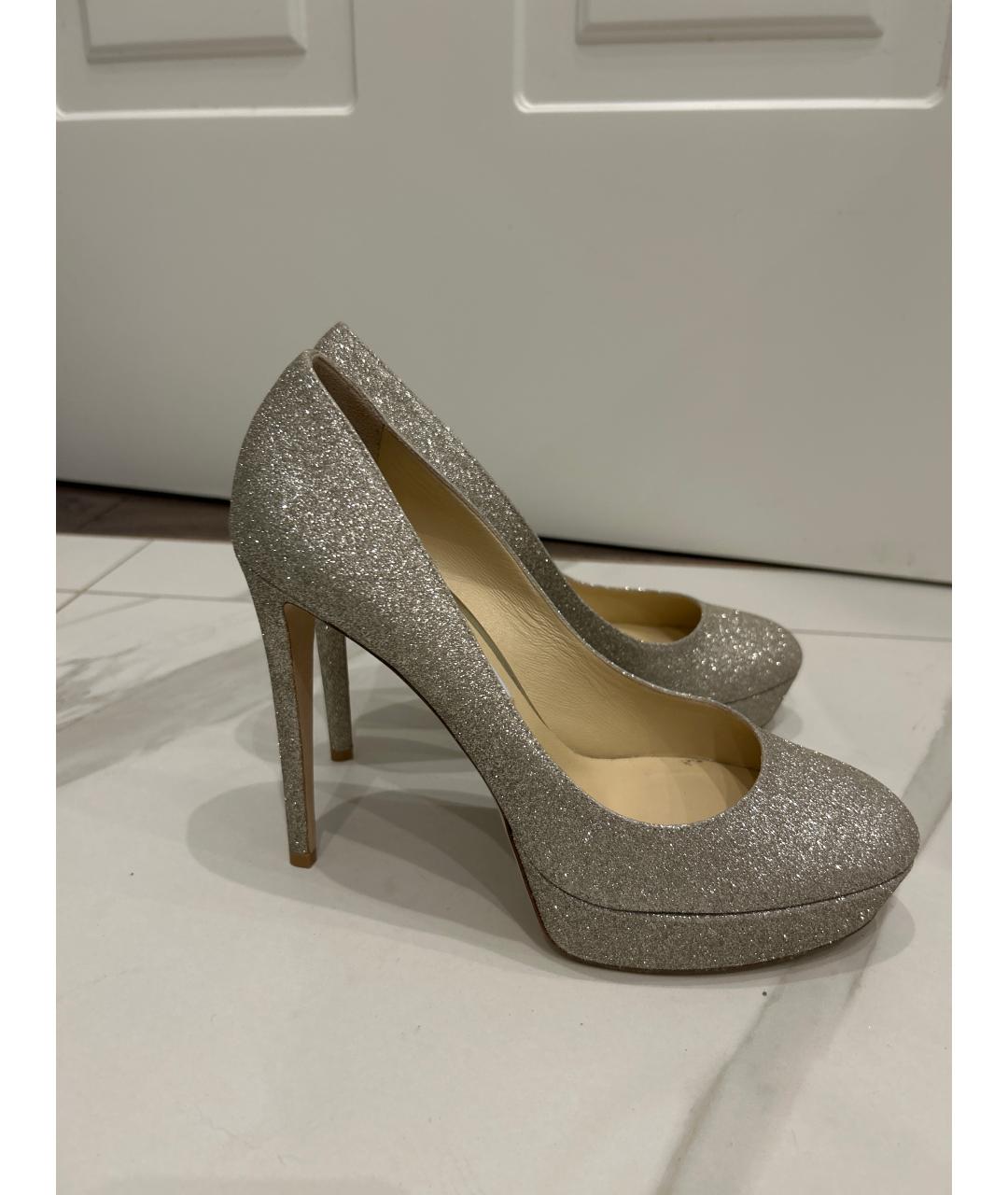 JIMMY CHOO Золотые кожаные свадебные туфли на высоком каблуке, фото 6