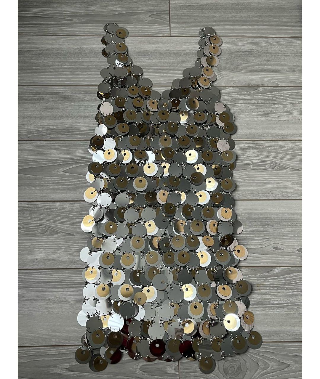 PACO RABANNE Серебряное коктейльное платье, фото 2