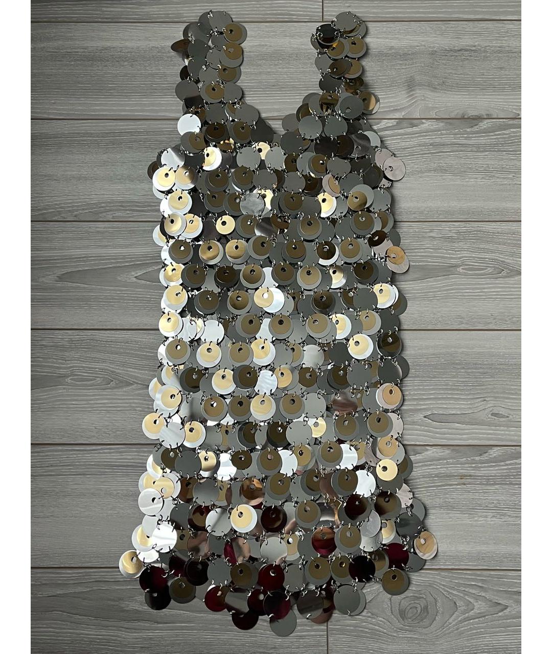 PACO RABANNE Серебряное коктейльное платье, фото 3