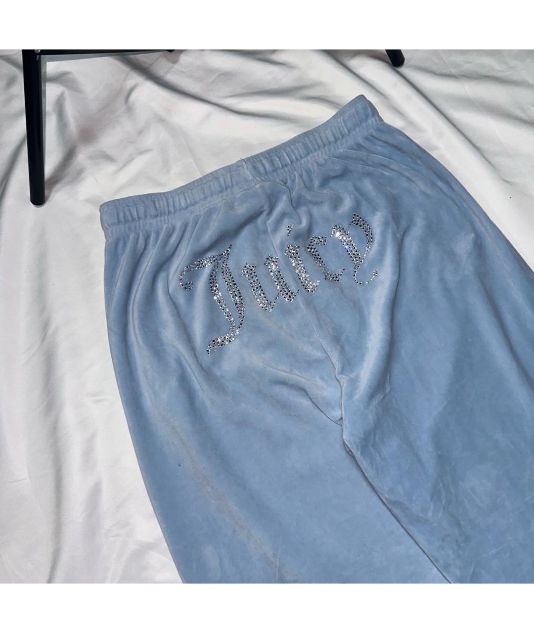 JUICY COUTURE Бирюзовые полиэстеровые прямые брюки, фото 4