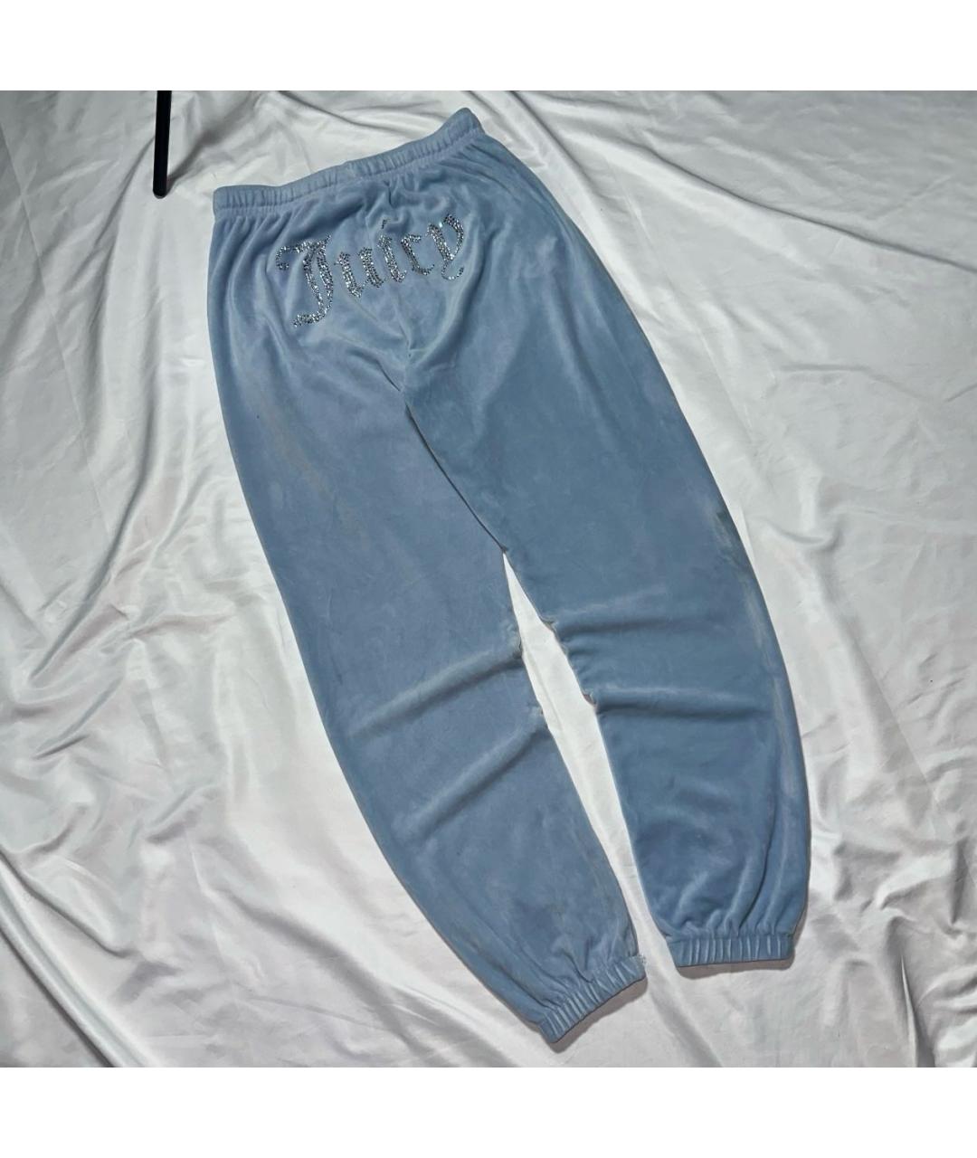 JUICY COUTURE Бирюзовые полиэстеровые прямые брюки, фото 2