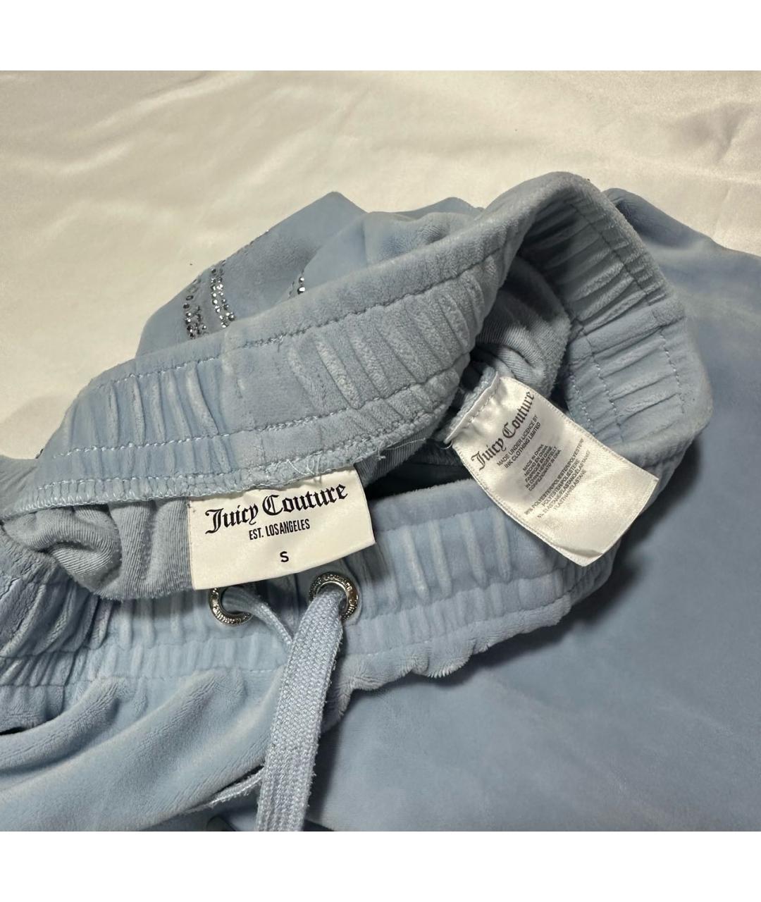 JUICY COUTURE Бирюзовые полиэстеровые прямые брюки, фото 6