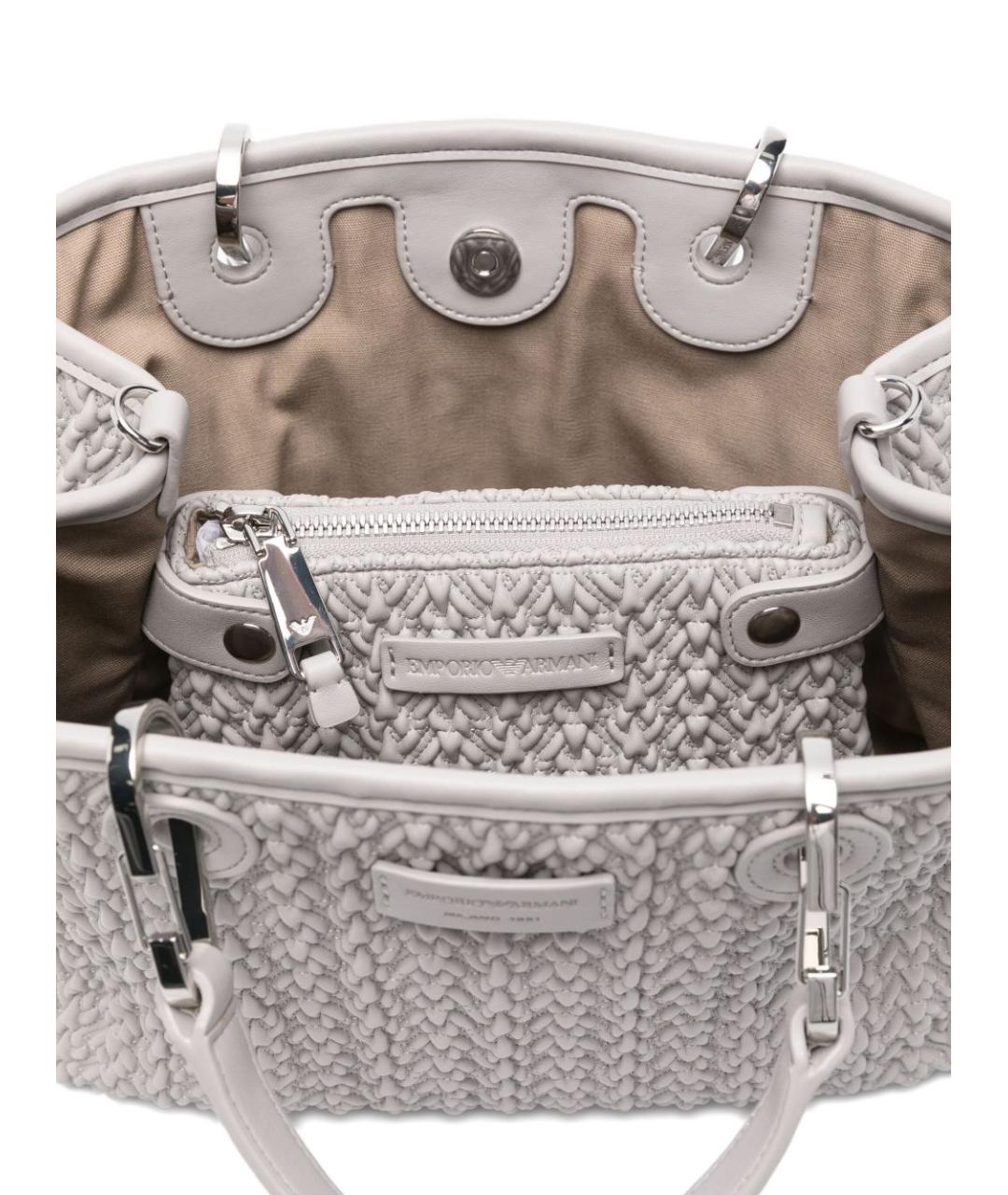 EMPORIO ARMANI Серая синтетическая сумка тоут, фото 4