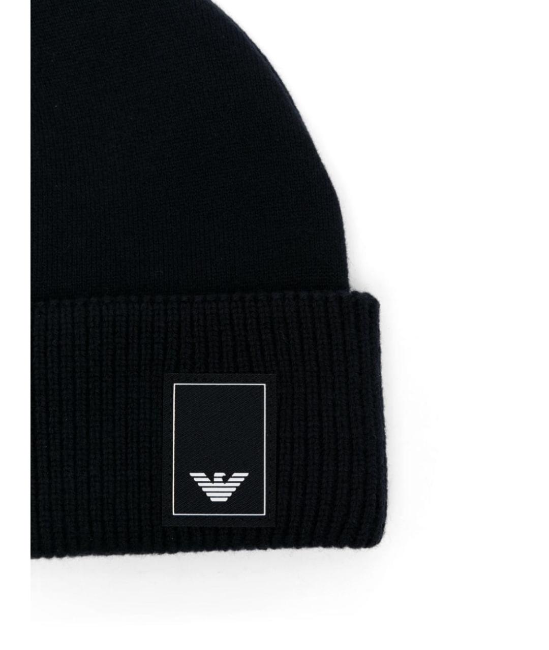 EMPORIO ARMANI Синяя шерстяная шапка, фото 2