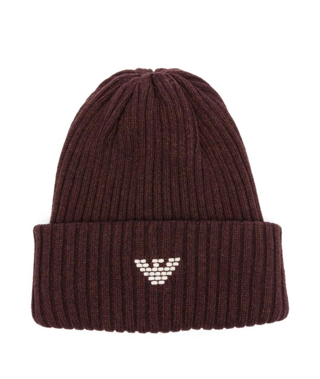 EMPORIO ARMANI Бордовая шерстяная шапка, фото 1