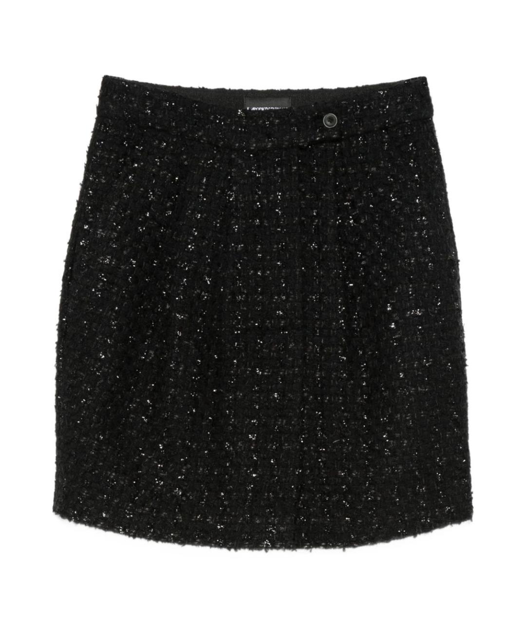 EMPORIO ARMANI Черная полиэстеровая юбка мини, фото 1
