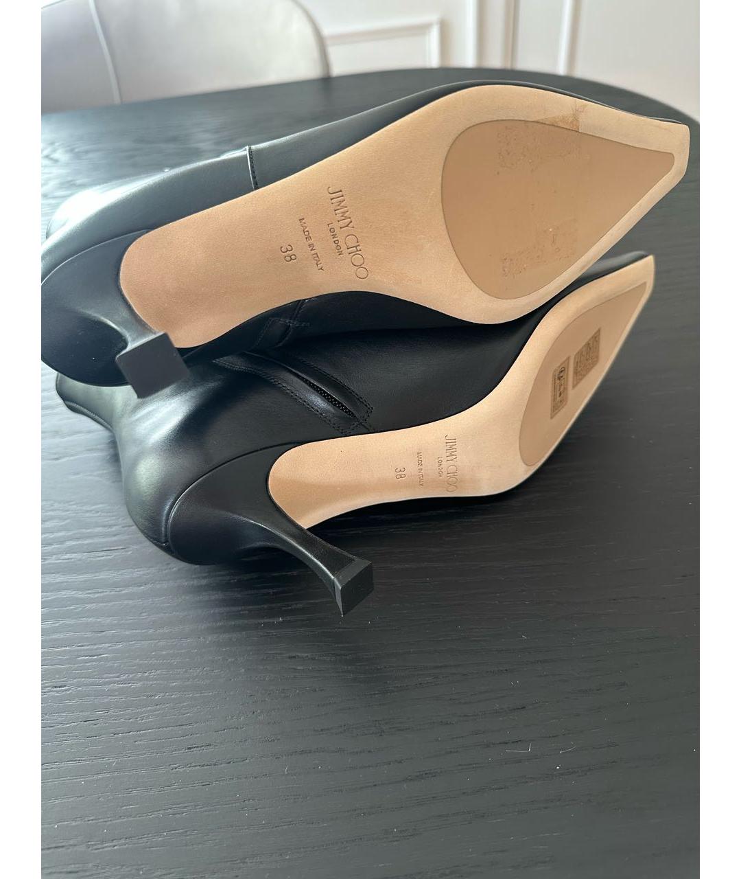 JIMMY CHOO Черные кожаные полусапоги, фото 4
