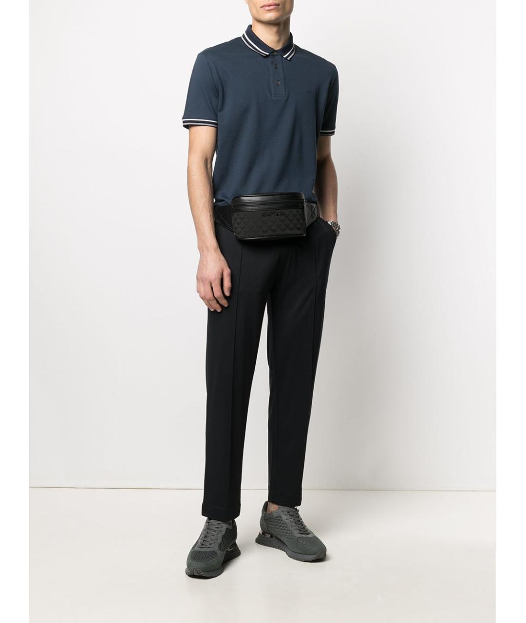 EMPORIO ARMANI Черная хлопковая поясная сумка, фото 5