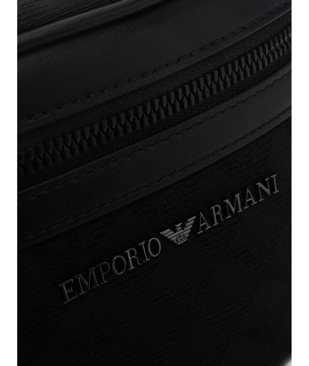 EMPORIO ARMANI Черная хлопковая поясная сумка, фото 3