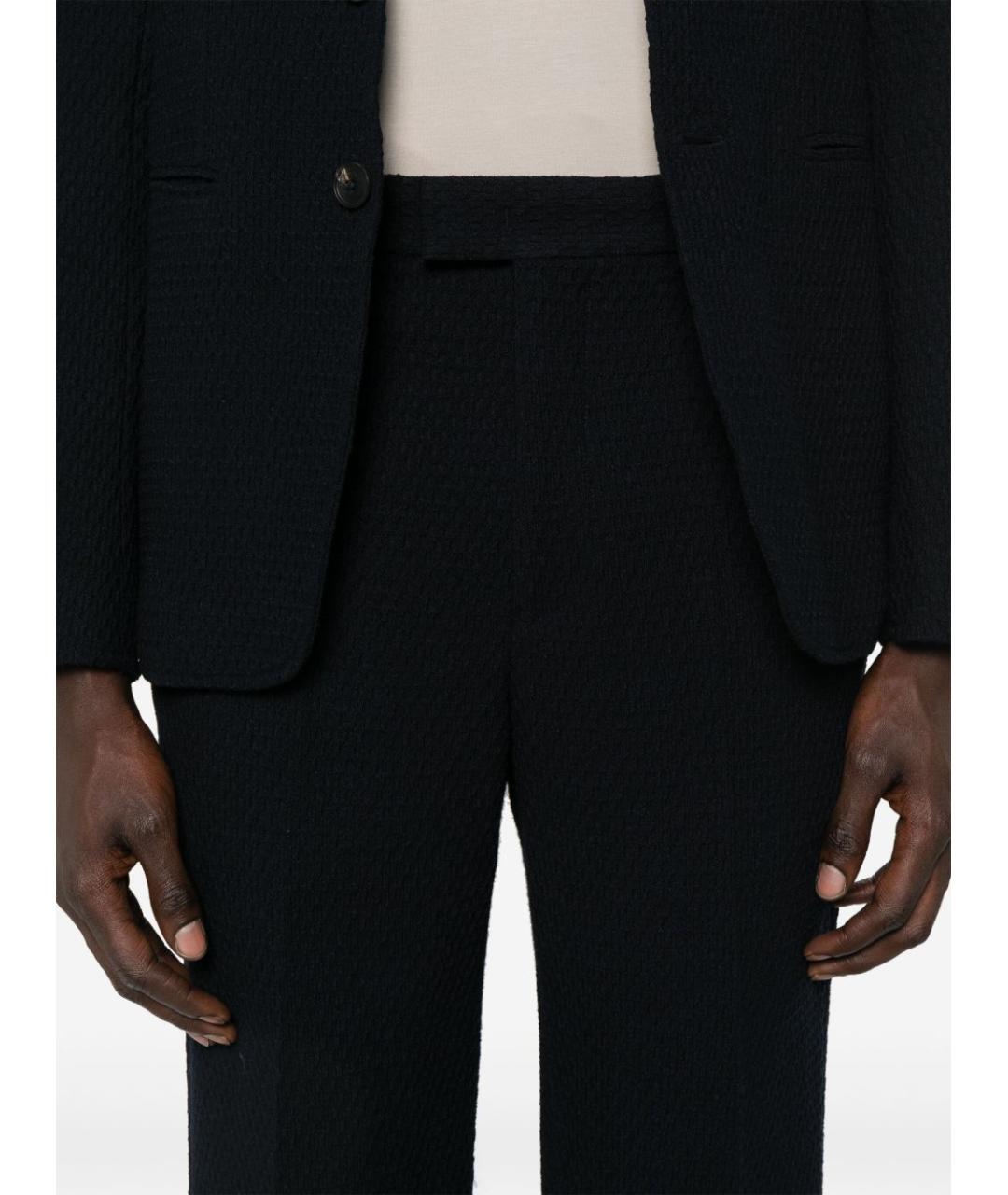 EMPORIO ARMANI Темно-синие шерстяные повседневные брюки, фото 2