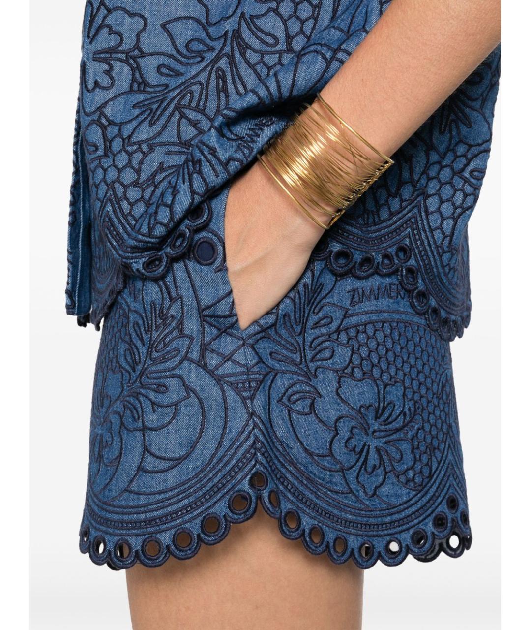 ZIMMERMANN Синие хлопковые шорты, фото 5