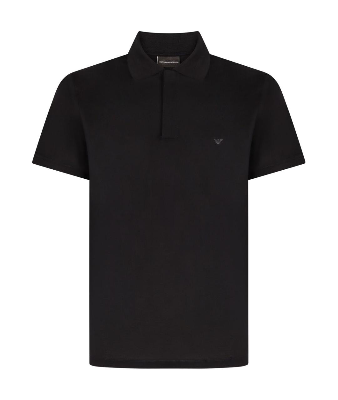 EMPORIO ARMANI Черное хлопковое поло с коротким рукавом, фото 1