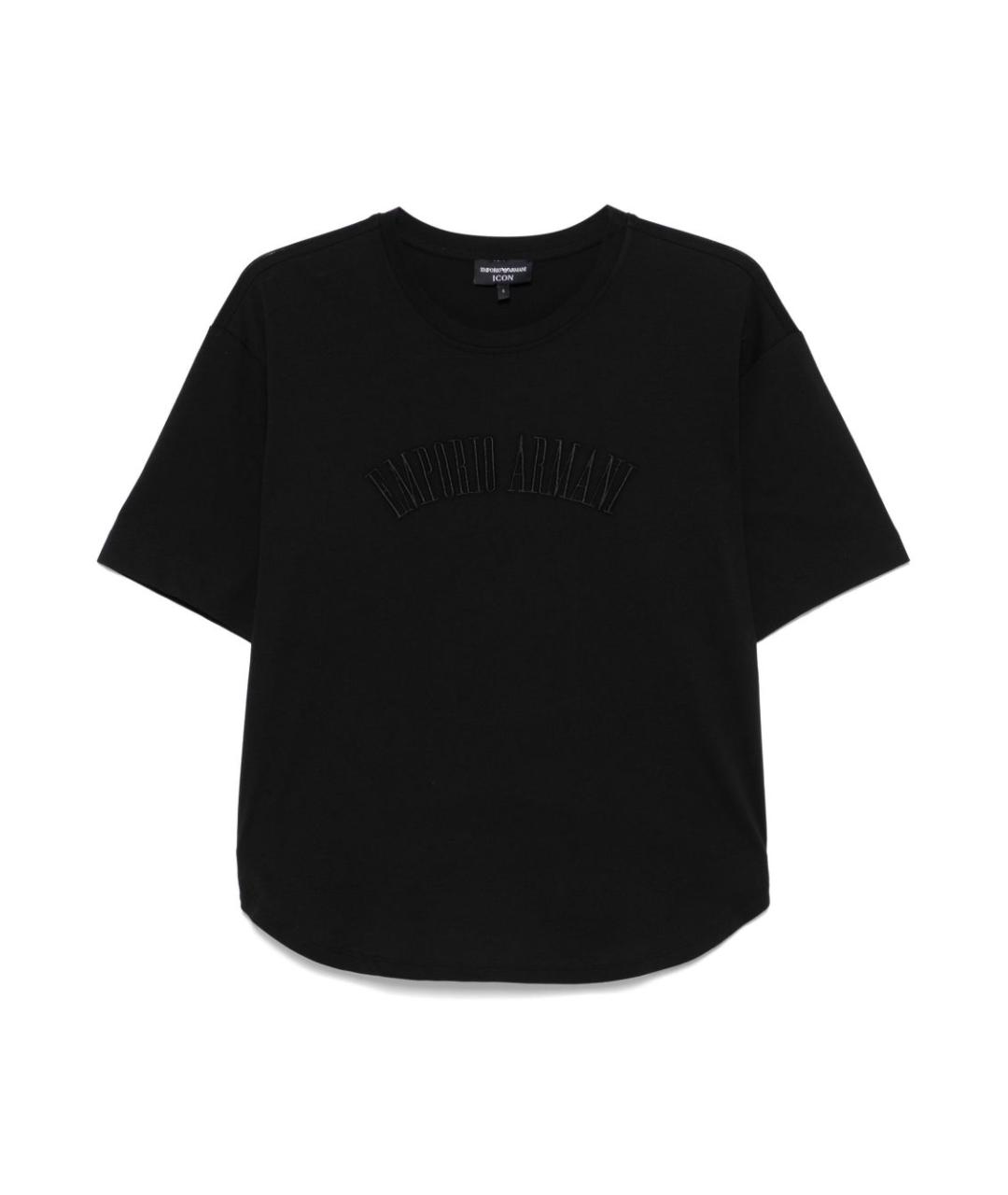 EMPORIO ARMANI Черная хлопковая футболка, фото 2