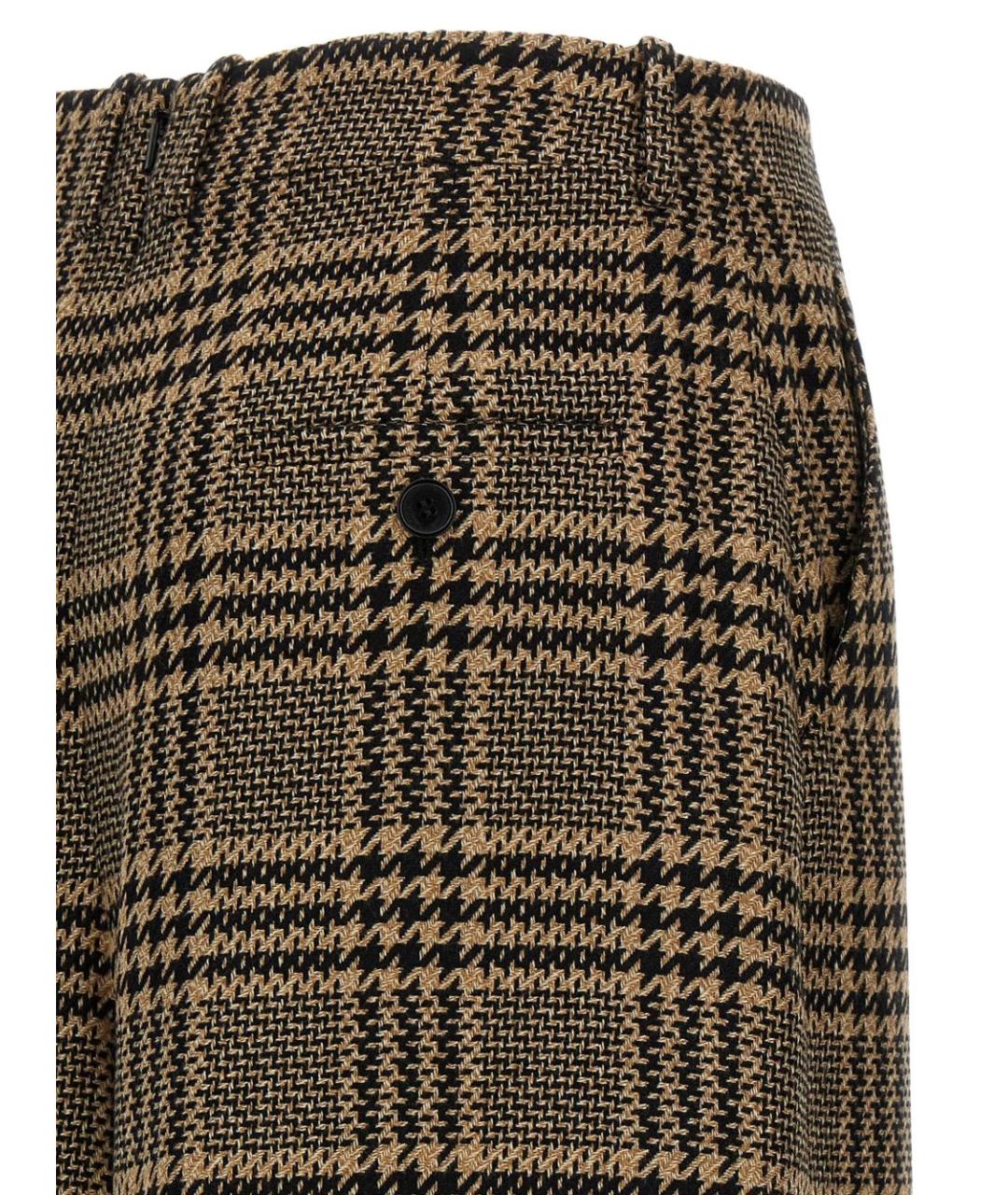 SAINT LAURENT Коричневые шерстяные прямые брюки, фото 3