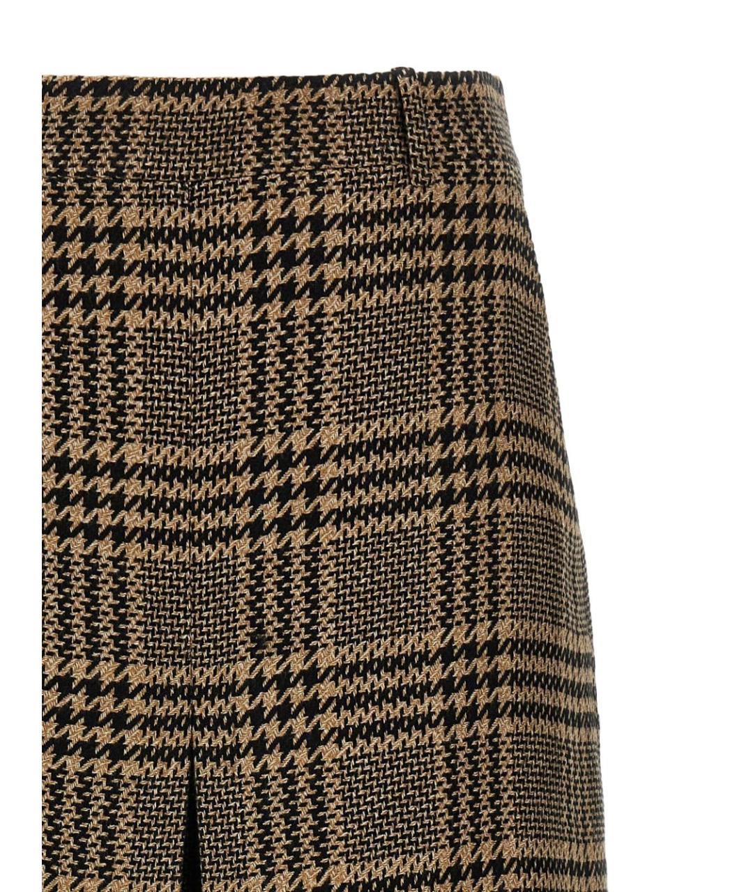 SAINT LAURENT Коричневые шерстяные прямые брюки, фото 4