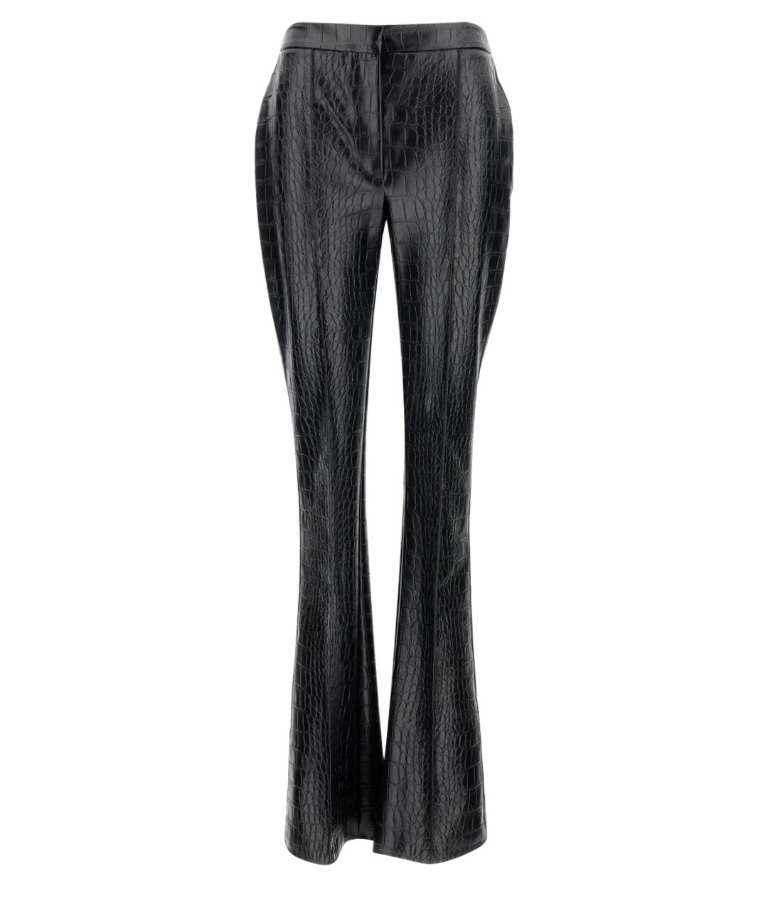 ELISABETTA FRANCHI Черные полиуретановые брюки узкие, фото 1