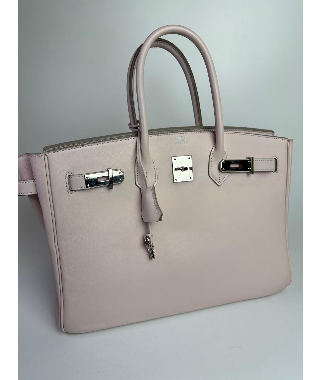 HERMES Розовая кожаная сумка с короткими ручками, фото 9