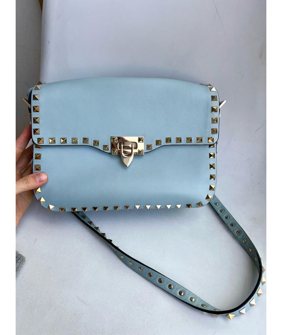 VALENTINO Голубая кожаная сумка через плечо, фото 3