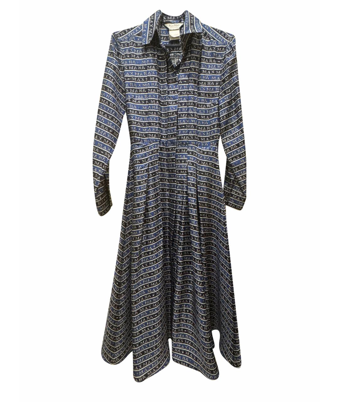 MAX MARA Синее шелковое платье, фото 1